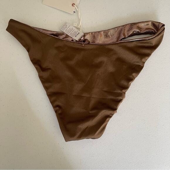 NWT Good American Better Bikini Reversible Foil Metallic Moca Swim Bottom LRG - Picture 5 of 6